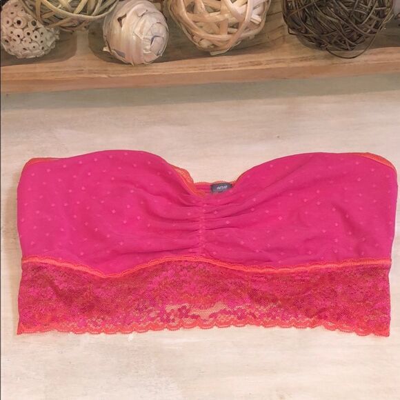 Aerie bandeau in pink and orange lace size L - Picture 1 of 6